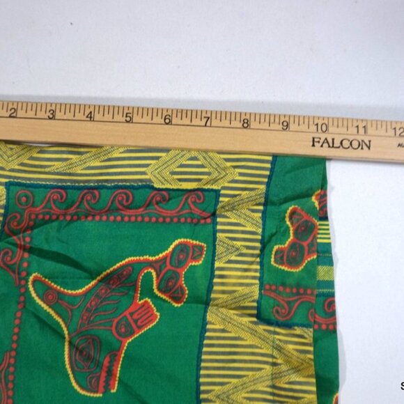 VTG 90s Silks Button Down Slik Shirt Sz Mens Medium Yellow Red Green Aztec Style - Picture 5 of 7